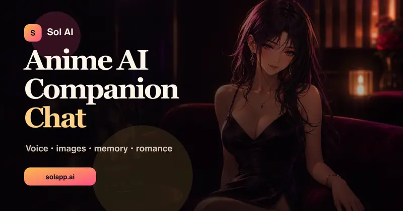 Sol promotional artwork: an anime companion in a softly lit lounge